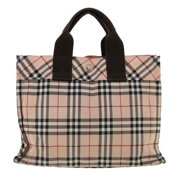 BURBERRY Nova Check Hand Bag Nylon Pink Auth hs1650 - Picture 2 of 16